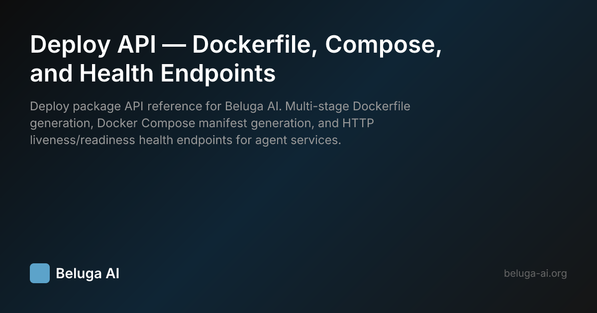 Deploy API — Dockerfile, Compose, and Health Endpoints | Beluga AI