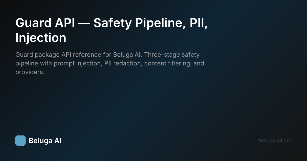 Guard API — Safety Pipeline, PII, Injection | Beluga AI