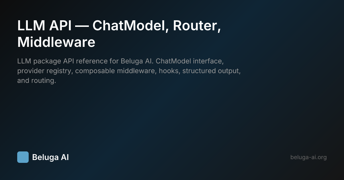 LLM API — ChatModel, Router, Middleware | Beluga AI