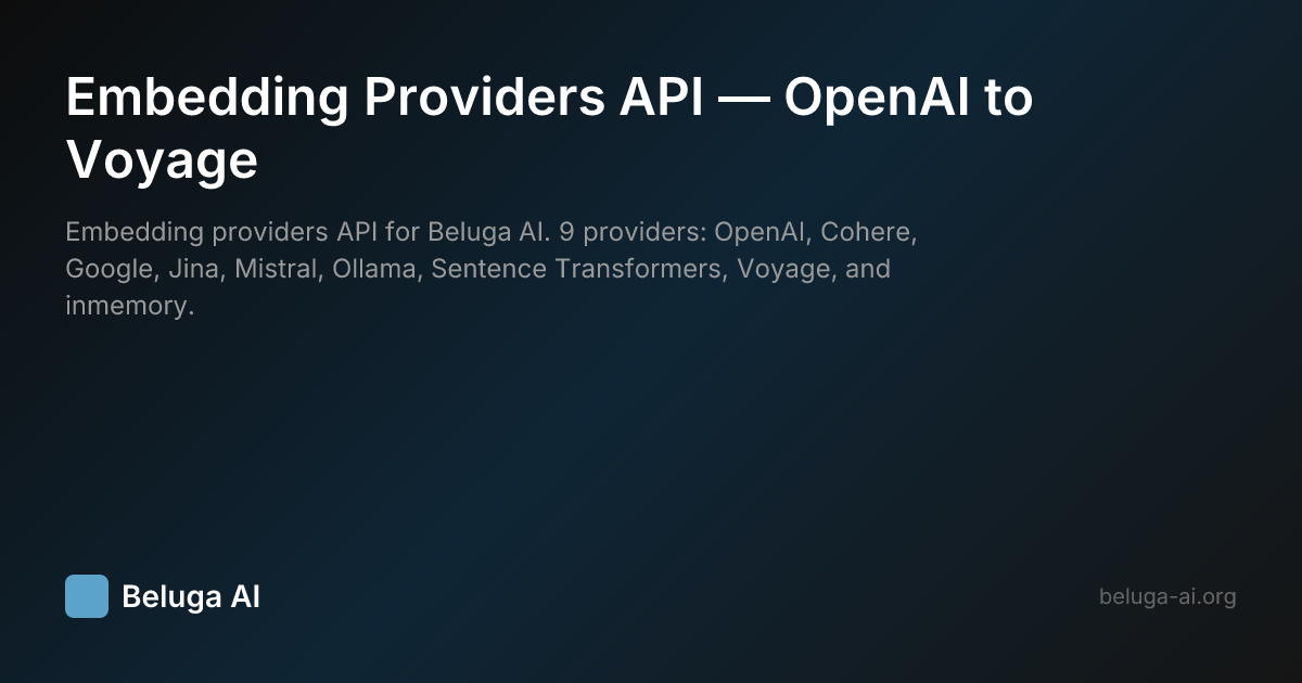 Embedding Providers API — OpenAI to Voyage | Beluga AI